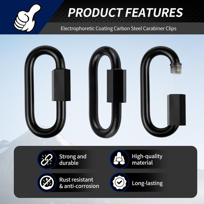 Fetoatar 3" Chain Quick Links, 4 Pcs 5/16" Marine Grade Screw Chain Links, Large Opening Chain Connector Chain Coupler, 1600 Lbs Capacity - Image 4